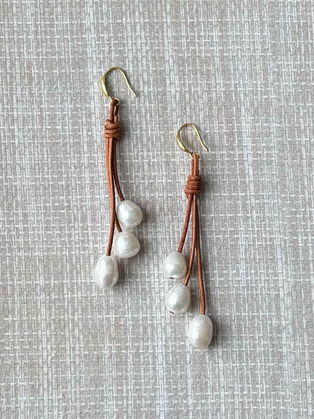NWOT Polo Ralph Lauren Leather and Pearl Earrings - Picture 6 of 7